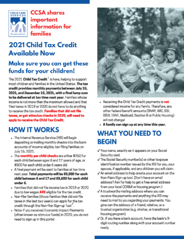 Important Child Tax Credit Information for Families from CCSA