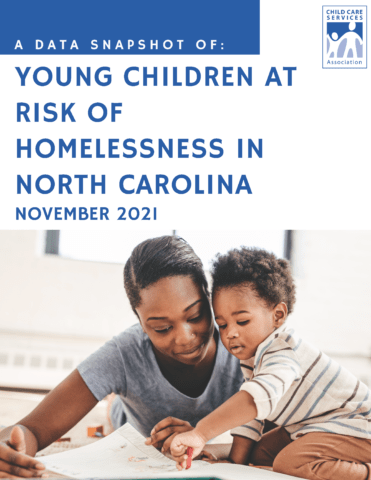 CCSA Risk of Homelessness Data Snapshot featuring a photo of a Black woman and baby boy